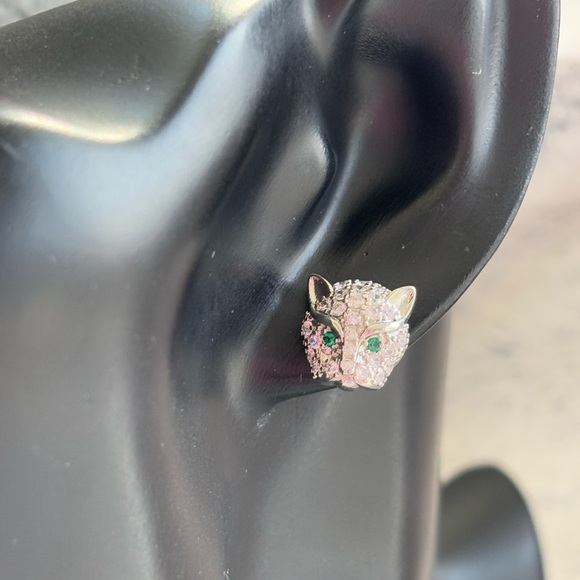 Panther Sterling Silver CZ Stud Earrings